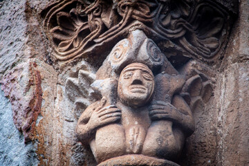woman showing her sex, collegiate church of San Pedro de Cervatos, Romanesque, Cervatos,...