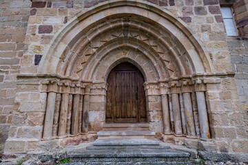Fototapeta na wymiar Romanic Church of Santa María La Real, Las Henestrosas de las Quintanillas, municipality of Valdeolea, Cantabria, Spain