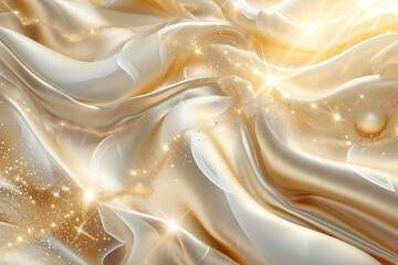 Obraz premium 高級感のある金色とパールホワイトの抽象的な背景, Generative AI