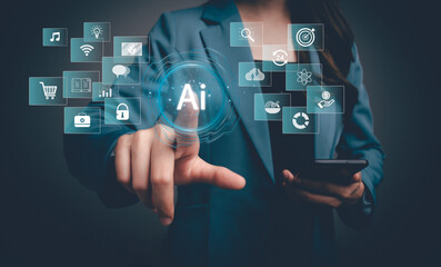 AI learning and business Artificial Intelligence, artificial intelligence by enter command prompt...