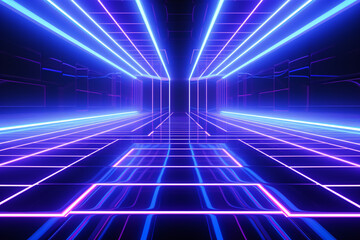 Abstract Background Neon Glowing Lines Tunnel