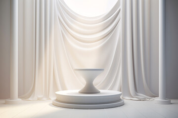 Dappled Light Product Display, 3D Podium in Elegant White Setting