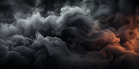 Papier Peint photo Feu Black graphite background with smoke 3d