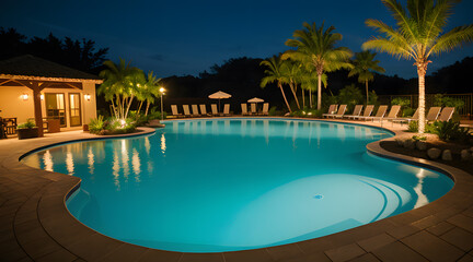 Fototapeta na wymiar pool at night