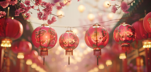 Red laterns and flower