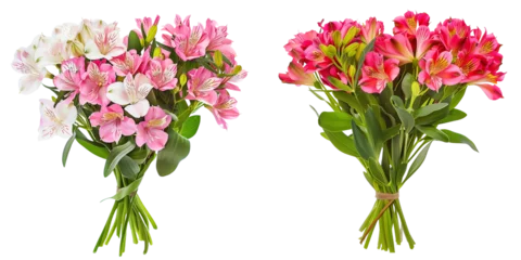  summer season flowers bouquet made with  Alstroemeria , isolated on transparent background © MDNANNU