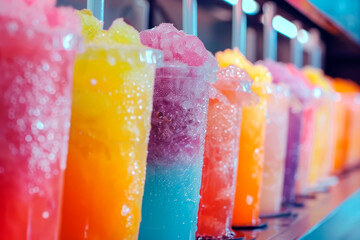 colorful fresh slushies. Close up