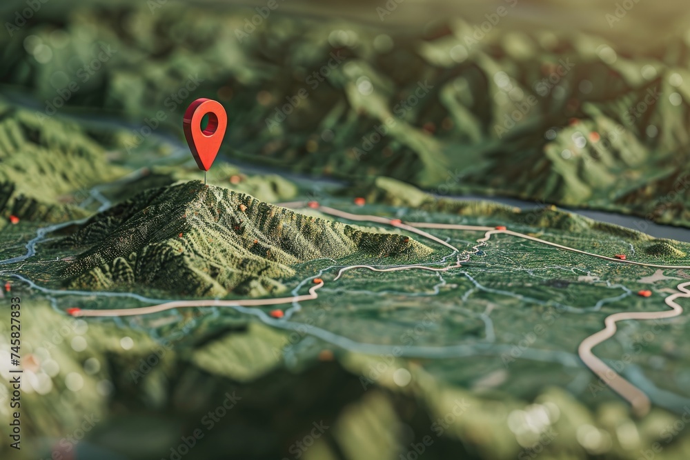 Aufkleber 3d map travel location. locator mark of map and location pin or navigation icon sign on background w