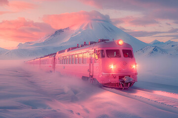 Fototapeta na wymiar train in the snow