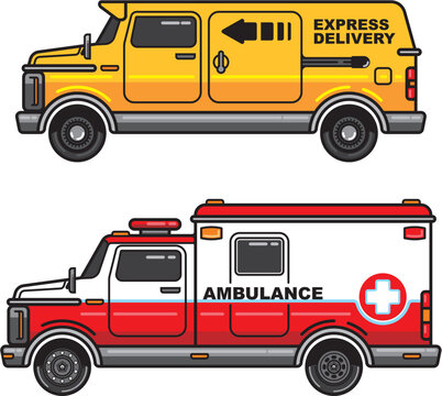 Van and Ambulance Vector