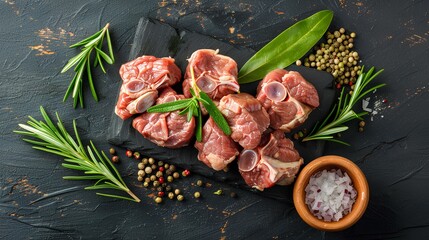 raw lamb chops with herbs