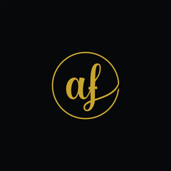 letter AF handwritting logo, handwritten font for business. Hand drawn Calligraphy lettering Vector illustration. gold colour