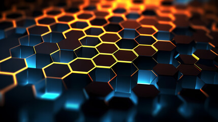 A bunch of hexagons stacked on top of each other in a hexagonal pattern - obrazy, fototapety, plakaty