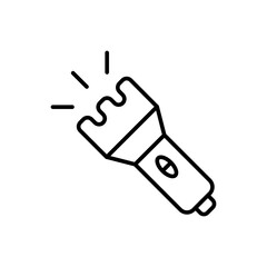 Flashlight outline icons, minimalist vector illustration ,simple transparent graphic element .Isolated on white background