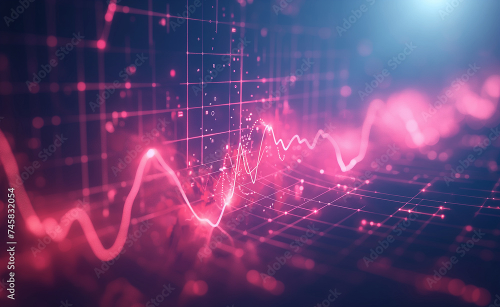 Aufkleber pulsating neon: abstract visualization of heartbeat