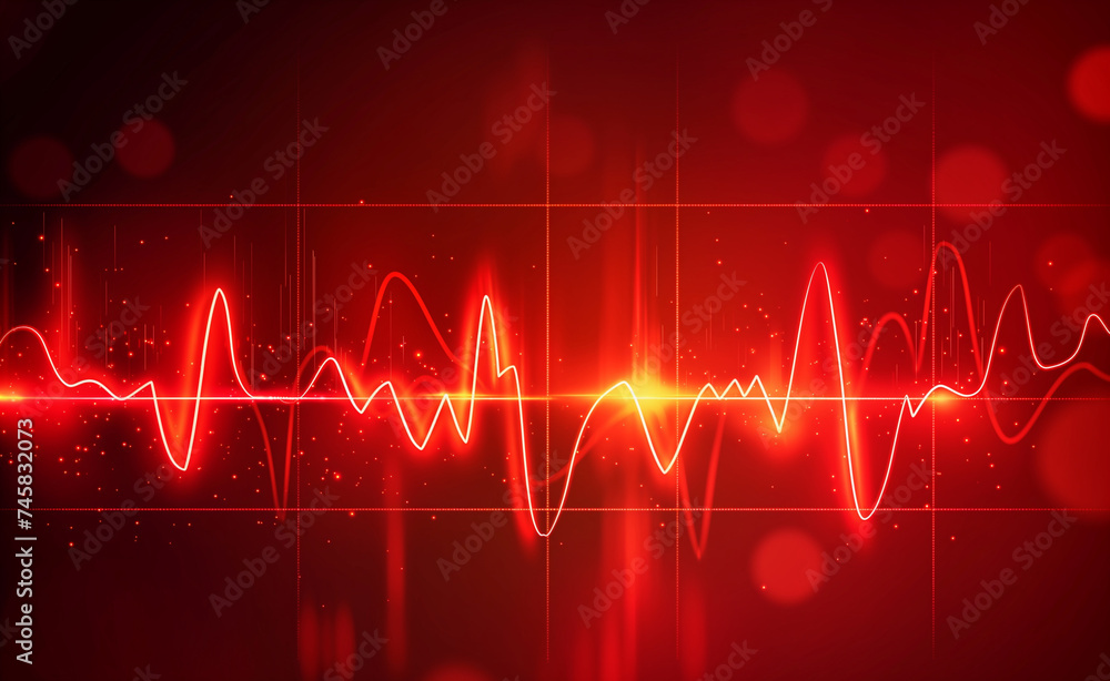 Poster pulsating neon: abstract visualization of heartbeat