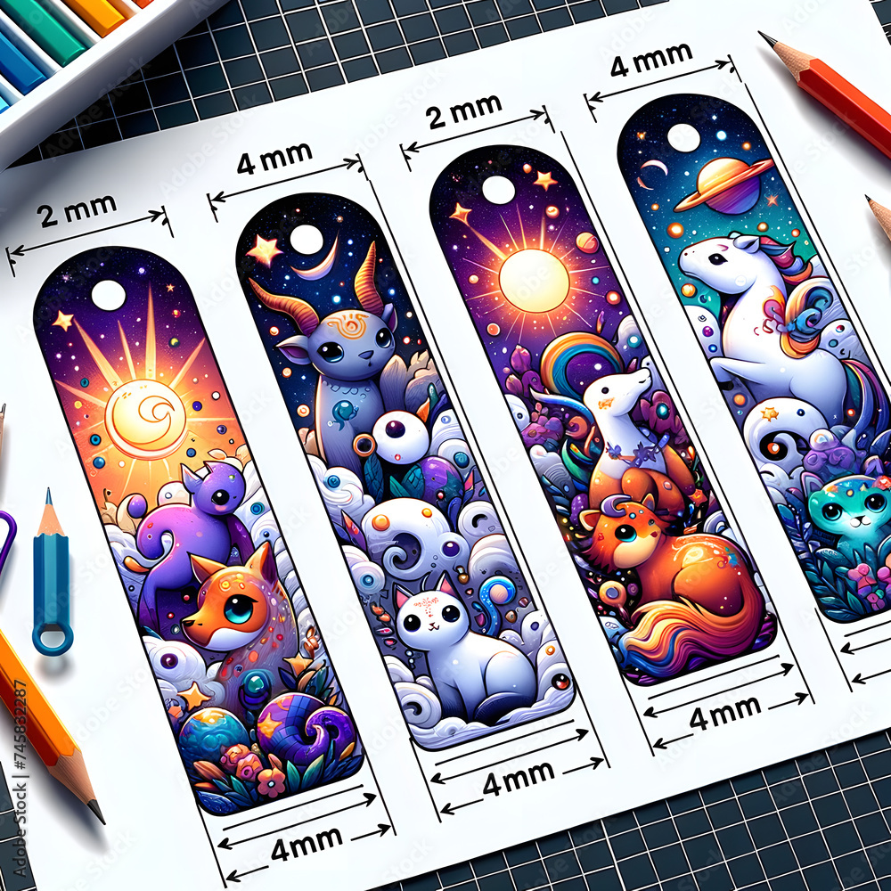 Poster bookmarks with zodiac animals at the front and additional animals behind has been created, capturing