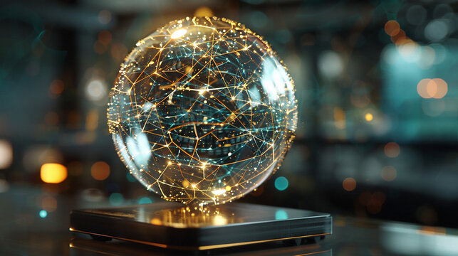 A holographic representation of a financial ecosystem, highlighting the role of fintech in modern finance.