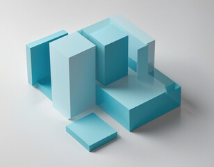 Blue geometric composition, 3d render, abstract shapes