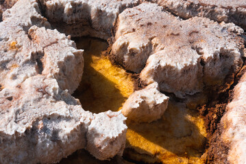 Colorful pattern from the rock formation at Dallol, Danakil, Ethiopia