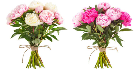 bouquet of Peony flowers, isolated on transparent background