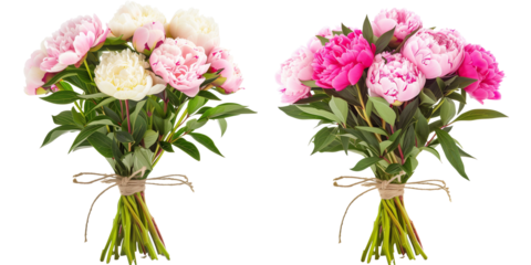 bouquet of Peony flowers, isolated on transparent background