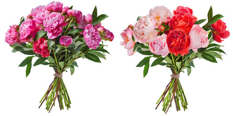 bouquet of Peony flowers, isolated on transparent background