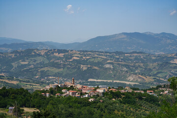 Country landscape in Abruzzo between Penne and Teramo at summer. View of Cermignano