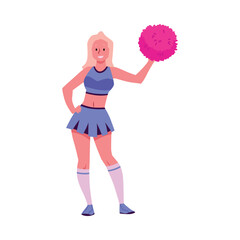 Poised cheerleader with pink pom-pom vector