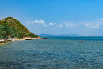 Sea landscape and ship on horizon