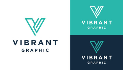 Initial Letter VG G V GV with Simple Triangle Shape Line Art Logo Design