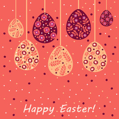 Happy Easter square greeting card vector