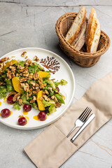 A delicious salad in a restaurant. Close up