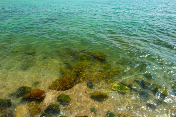 Clear blue sea water colorful background