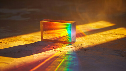A subtle rainbow effect created by light refraction
