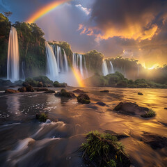 rainbow over the waterfall