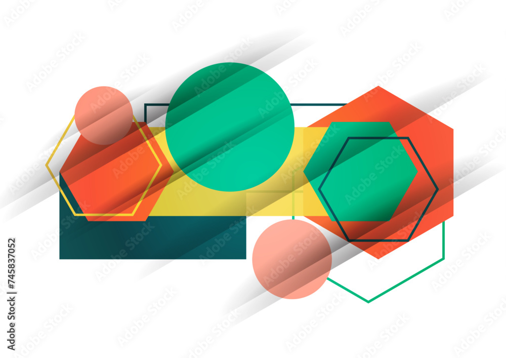 Poster abstract background from geometric shapes of circles, rectangles, hexagons. element for business bro