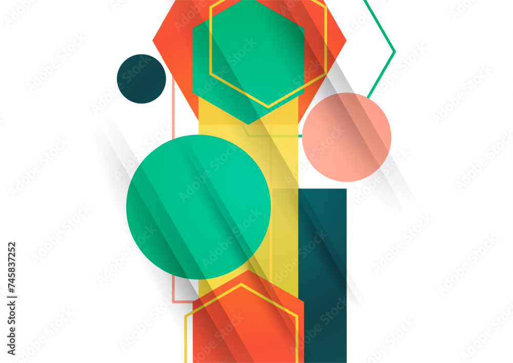 Poster abstract background from geometric shapes of circles, rectangles, hexagons. element for business bro