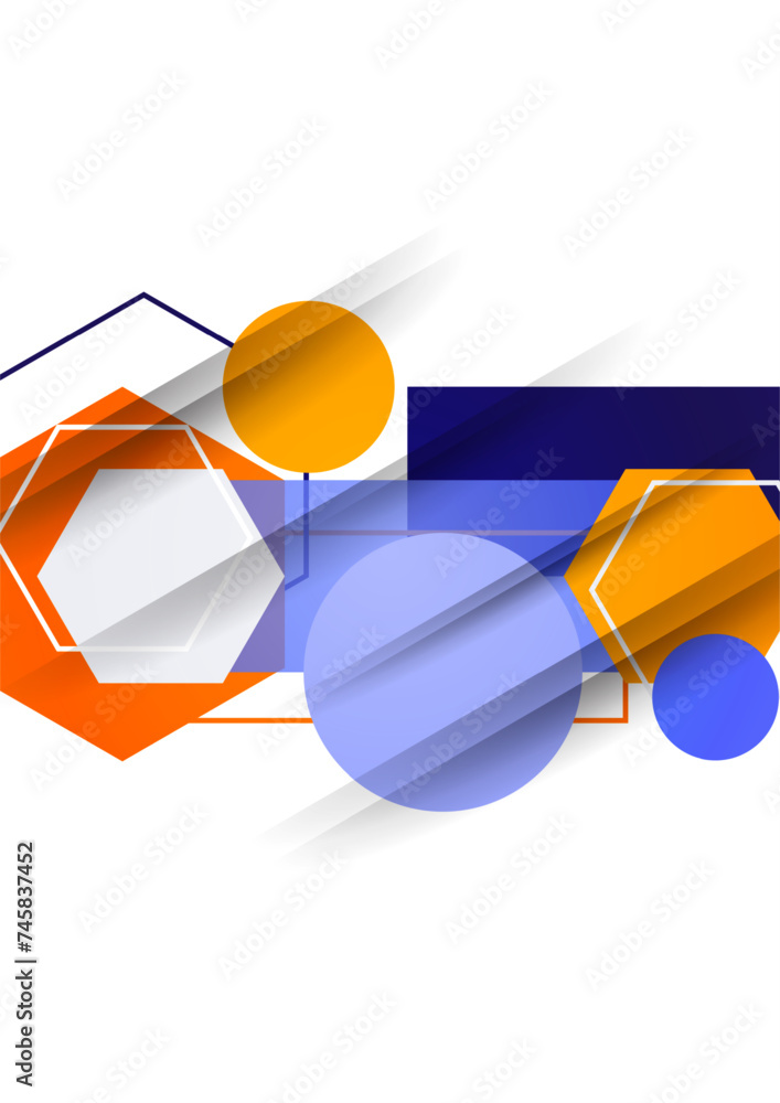 Poster abstract background from geometric shapes of circles, rectangles, hexagons. element for business bro