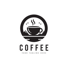 Coffee drink logo in minimalist style. Coffee cup silhouette vector. Suitable for coffee drink logos.