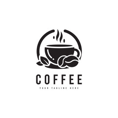 Coffee drink logo in minimalist style. Coffee cup silhouette vector. Suitable for coffee drink logos.