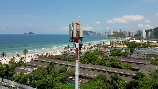 5G antenna repair mobile maintenance network drone beach landscape