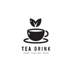 Tea drink logo in minimalist style. Teapot silhouette vector. Suitable for tea drink logos or healthy drink logos.