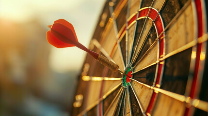 Red darts are placed in the center of the plate for darts. - 745838066