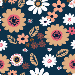 Floral garden pattern, simple graphic design, seamless decor best for print, wrapping paper