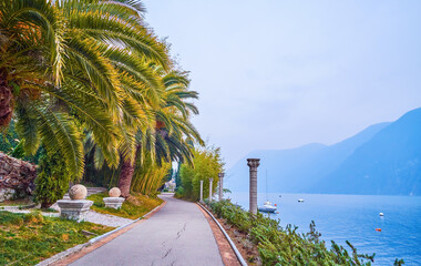 The promenade along Lugano Lake, Park Villa Heleneum, Lugano, Switzerland
