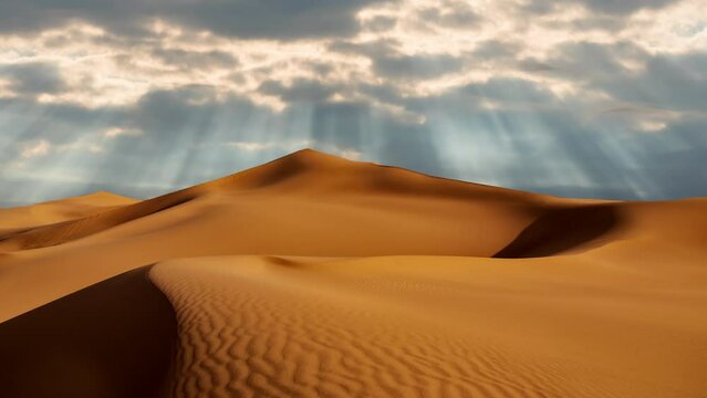 Timelapse of sunny day over the sand dunes in the desert. Rub' al Khali desert
