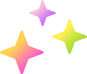Set of rainbow-colored square star icons,
무지개빛으로 빛나는 사각별 아이콘 세트

