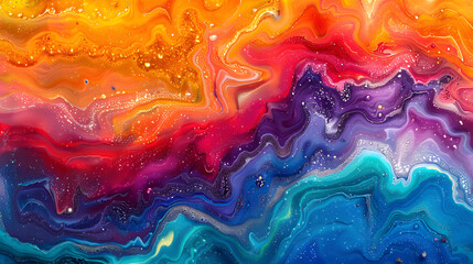 Rainbow Marble Swirl Background: Vibrant Rainbow Colors in Swirling Marble Pattern