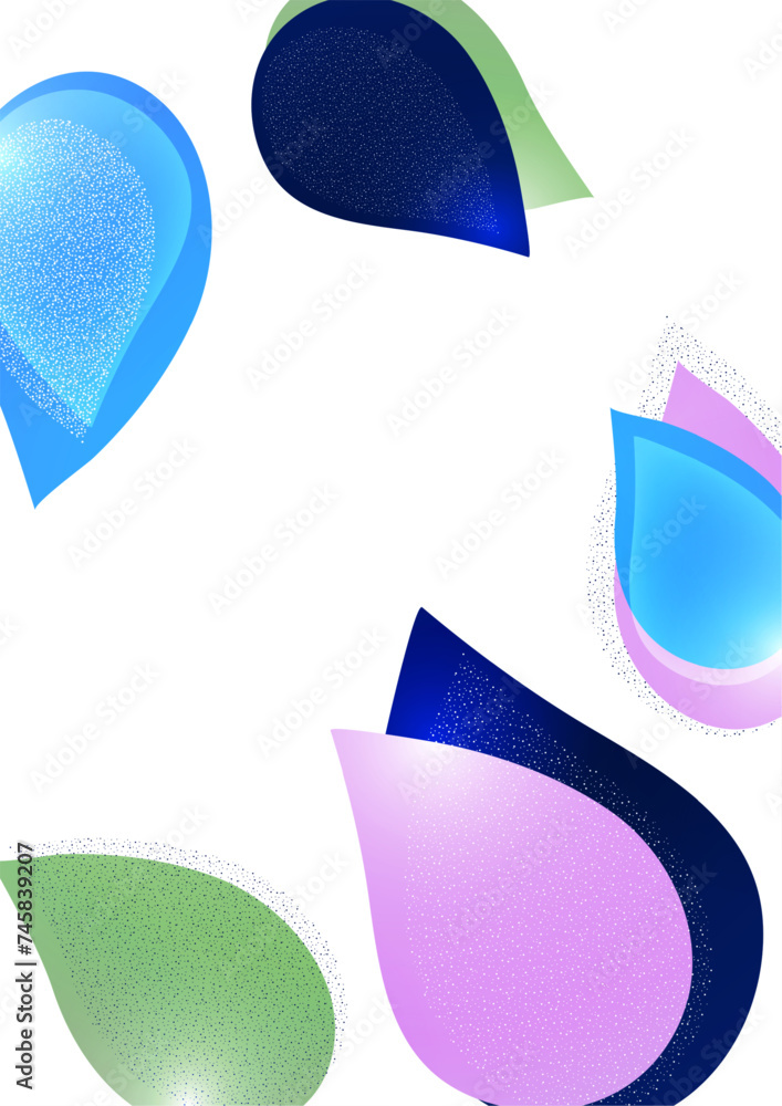 Poster abstract colored dynamic figures. drop-shaped petals. beautiful shapes and colors. template for your